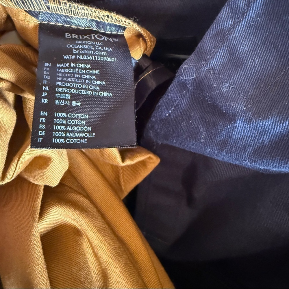 Brixton Colorblock Hooded Anorak Pullover Jacket Navy Mustard 100% Cotton - Picture 10 of 11